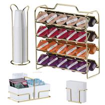 Kit Café 4 Peças Suporte 40 Cápsulas Três Corações Porta Copos Sachês Guardanapos Dourado - Future Kit Café 4 Peças Suporte 40 Cápsulas Três Corações Porta Copos Sachês Guardanapos Dourado - Future