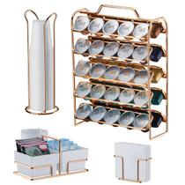 Kit Café 4 Peças Suporte 50 Cápsulas Nespresso Porta Copos Guardanapos Sachês Rose Gold - Future Kit Café 4 Peças Suporte 50 Cápsulas Nespresso Porta Copos Guardanapos Sachês Rose Gold - Future