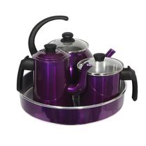 Kit Café Alumínio Chaleira Fervedor Bule Forma de Bolo Lilás