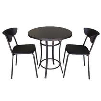 Kit Café Bar 1 Mesa e 2 Banquetas Linha Smart Preto