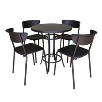 Kit Café Bar 1 Mesa E 4 Banquetas Linha Smart Preto