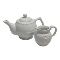 Kit Café Chá Bule 1000ml15x25cm+Leiteira 300ml 10x12 Branco