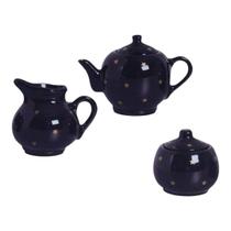 Kit Café Chá Com Bule 500ml Jarra 750 Açucareiro Cerâmica