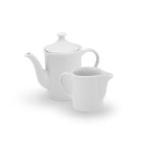 Kit Café Chá com Bule 650ml e Leiteira 350ml Porcelana Branca Louça