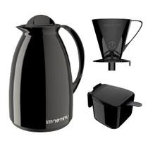 Kit Café Chá Garrafa Térmica 650ml Com Coador E Açucareiro Kit Café Chá Garrafa Térmica 650ml Com Coador E Açucareiro