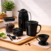 Kit café chá gourmet super pratico 7 peças preto Kit café chá gourmet super pratico 7 peças preto