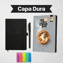 Kit Café com Deus Pai 2026 Capa Dura e Caderno de Anotações com Caneta e papel de notas coloridos.