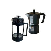 Kit Café Cremoso Cafeteira italiana 150ml 3 Xicaras E Prensa Francesa 600ML Café da Manhã e Tarde Especial Cheiroso Cozinha Moderna