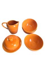 Kit Café da Manhâ de Cerâmica Leiteira Bowl Mantegueira Scalla Laranja - Cerâmica Scalla