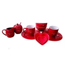 Kit Café da Manhã de Porcelana Hauskraft 12 Peças Lamour Vermelho 2 Lugares a Mesa