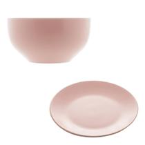 Kit Café da Manhã Lanche Bowl Cerâmica Rosa 2 Peças - Lyor