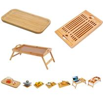 Kit Café da Manhã Linha Bambu 3 Peças Bandeja Mesinha e Migalheira