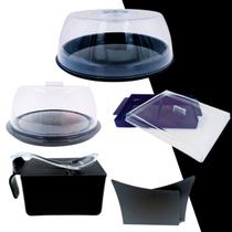 Kit Café da manhã Porta Bolo Queijo Frios Açucareiro Preto