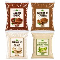 Kit Café da Manhã Saudável Cacau em pó 100g Farinha de Aveia 100g Canela em pó 100g e Banana Verde 100g Kit Café da Manhã Saudável Cacau em pó 100g Farinha de Aveia 100g Canela em pó 100g e Banana Verde 100g