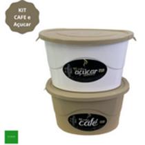 Kit Cafe e Açucar Potes 1.900ml, Kit Potes para Cozinha, Jogo de Vasilhas Plásticas