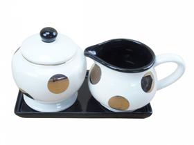 Kit cafe e acucareiro jarra e bandeja ceramica