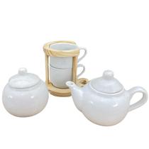 Kit café e chá 5 Pçs Xicaras c/ suporte + bule + Açucareiro Kit café e chá 5 Pçs Xicaras c/ suporte + bule + Açucareiro