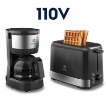 Kit Café Electrolux Efficient Cafeteira 15 Xícaras Jarra Vidro Torradeira 8 Níveis Inox ECT10 ECM10