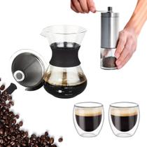 Kit Café Expresso Cafeteira Moedor Copos Parede Dupla 80ml