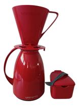 Kit Café Garrafa + Açucareiro + Suporte de Filtro Ideal Para Presente Vermelho