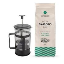 Kit Café Gourmet Moído Em Pó Baggio Prensa Francesa 600Ml