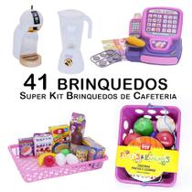 Kit Café Infantil Caixa Registradora Cafeteira Comida 41p