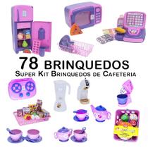 Kit Café Infantil Registradora Geladeira Microondas 78pç Kit Café Infantil Registradora Geladeira Microondas 78pç