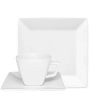 Kit Café Jogo Lanche Quartier White Oxford Porcelana 24 Peças