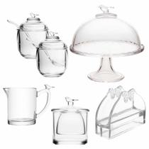 Kit Cafe Manhã Cristal Bird Porta Bolo, Açucareiro, Manteiga 6pç Wolff Kit Cafe Manhã Cristal Bird Porta Bolo, Açucareiro, Manteiga 6pç Wolff
