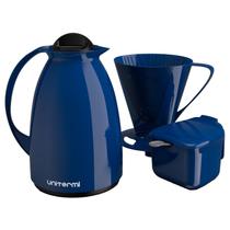 Kit Café Pratico Azul Garrafa Térm Açucareiro Porta Filtro