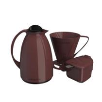 Kit Café Pratico Garrafa 650 ML Marrom 3 Peças - Unitermi