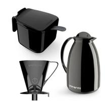 Kit Café Prático - Garrafa Térmica 650ml - Açucareiro 350ml e Filtro