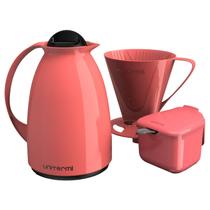 Kit Café Pratico Rosa C/ Garrafa Açucareiro e Porta Filtro