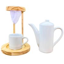 Kit Café Sem Pressa Completo Suporte+Bule+Coador+Xícara