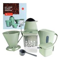 Kit Café Super Prático Garrafa Leiteira Suporte Organizador Hermético Pote e Filtro Com 6 Peças