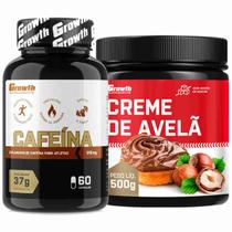 Kit Cafeina 210mg 60 Caps + Creme Avelã Fit 500g Growth