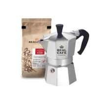 Kit cafeteira bialetti nuova moka 270ml + café especial torrado e moído realcafé reserva - torra média 250g