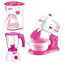 Kit Cafeteira Brinquedo Menina e Batedeira Liquidificador