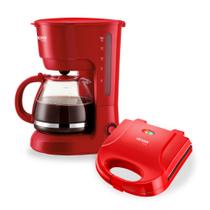 Kit Cafeteira Elétrica 18 Xícaras PCA019 com Sanduicheira Grill PSD119 Lenoxx Vermelha 127V Kit Cafeteira Elétrica 18 Xícaras PCA019 com Sanduicheira Grill PSD119 Lenoxx Vermelha 127V