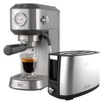 Kit Cafeteira Espresso Compacta e Torradeira Inox Oster