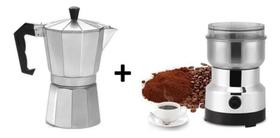 Kit Cafeteira Italiana 350Ml + Moedor De Café Elétrico Kit Cafeteira Italiana 350Ml + Moedor De Café Elétrico