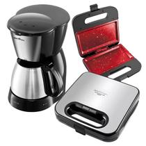 Kit Cafeteira Jarra Inox + Sanduicheira Ceramica Redstone Preto Britania - Preto - 220V