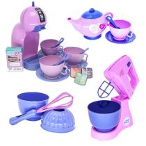 Kit Cafeteira Menina Brinquedo Rosa Brinquedo Xícaras 22pç