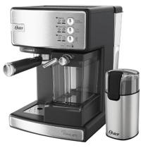 Kit Cafeteira Nova PrimaLatte Inox e Moedor de Café Elétrico Inox Oster 220V Kit Cafeteira Nova PrimaLatte Inox e Moedor de Café Elétrico Inox Oster 220V