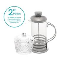 Kit Cafeteira Prensa Manual e Açucareiro de Cristal Diamante Kit Cafeteira Prensa Manual e Açucareiro de Cristal Diamante
