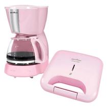 Kit Cafeteira + Sanduicheira Rosa Britânia ( Não Gruda )