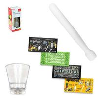 Kit Caipirinha 3 Peças com Copo, Socador e tabua de Vidro - Wincy