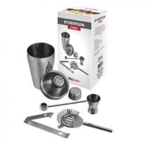 Kit Caipirinha Aço Inox Coqueteleira Dosador Misturador Pinça Separador Premium