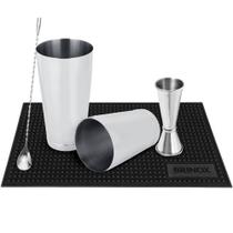 Kit Caipirinha Barman Profissional Coqueteleira Dosador Colher e Tapete 4 peças - Brinox