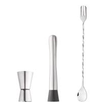 Kit Caipirinha com Colher Bailarina, Dosador Duplo e Macerador em Inox - Wolff